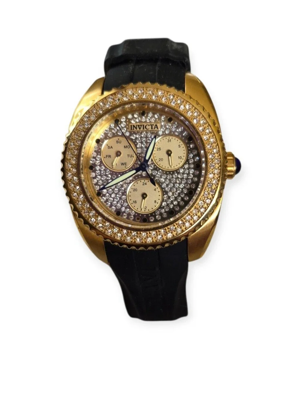 Invicta Angel Gold and Pave Crystal Dial and A Matching Crystal Set Bezel